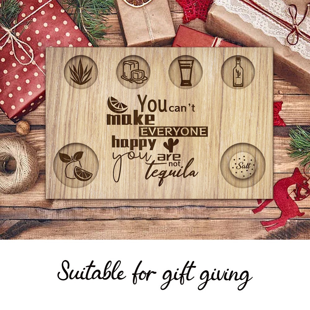 Wooden Tequila‎ Themed Coaster Set
